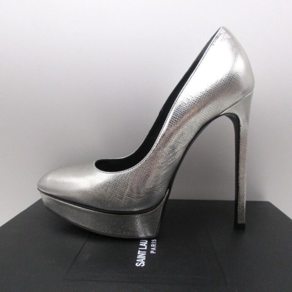 Saint Laurent Janis 105 Metallic Miroir Pumps Platforms 40.5